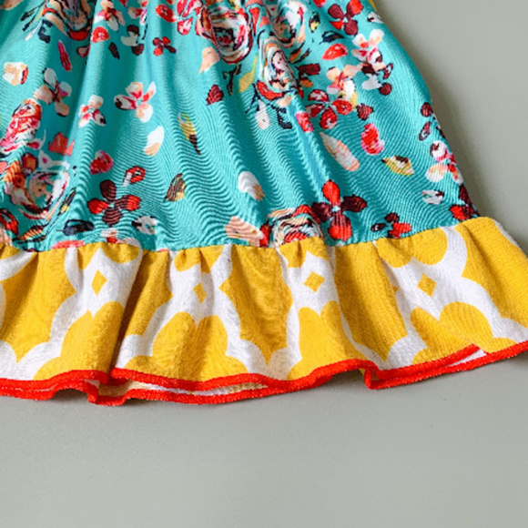 Boutique Striped Floral Sleeveless Ruffle Dress - Picture 3 of 5